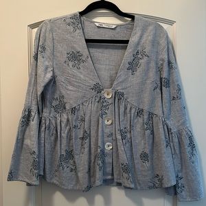 Zara Blouse faux buttons